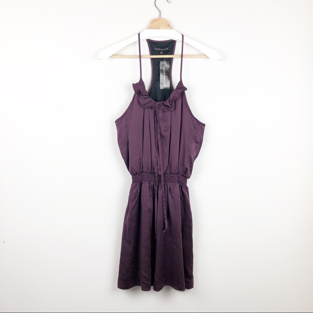 Silk Plum Mini Dress - by Liquid NWT